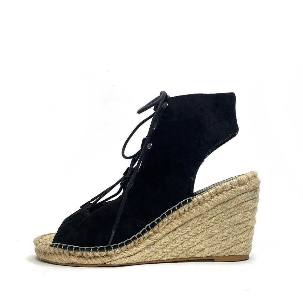 KURT GEIGER Suede Open Toe Lace Up Wedges #932